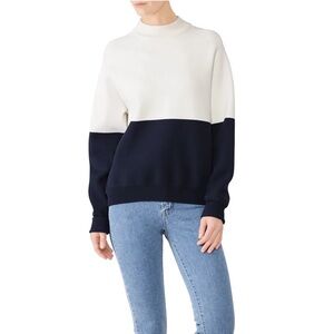 Tory Sport Two-Tone Turtleneck Sweater - Cream and Black